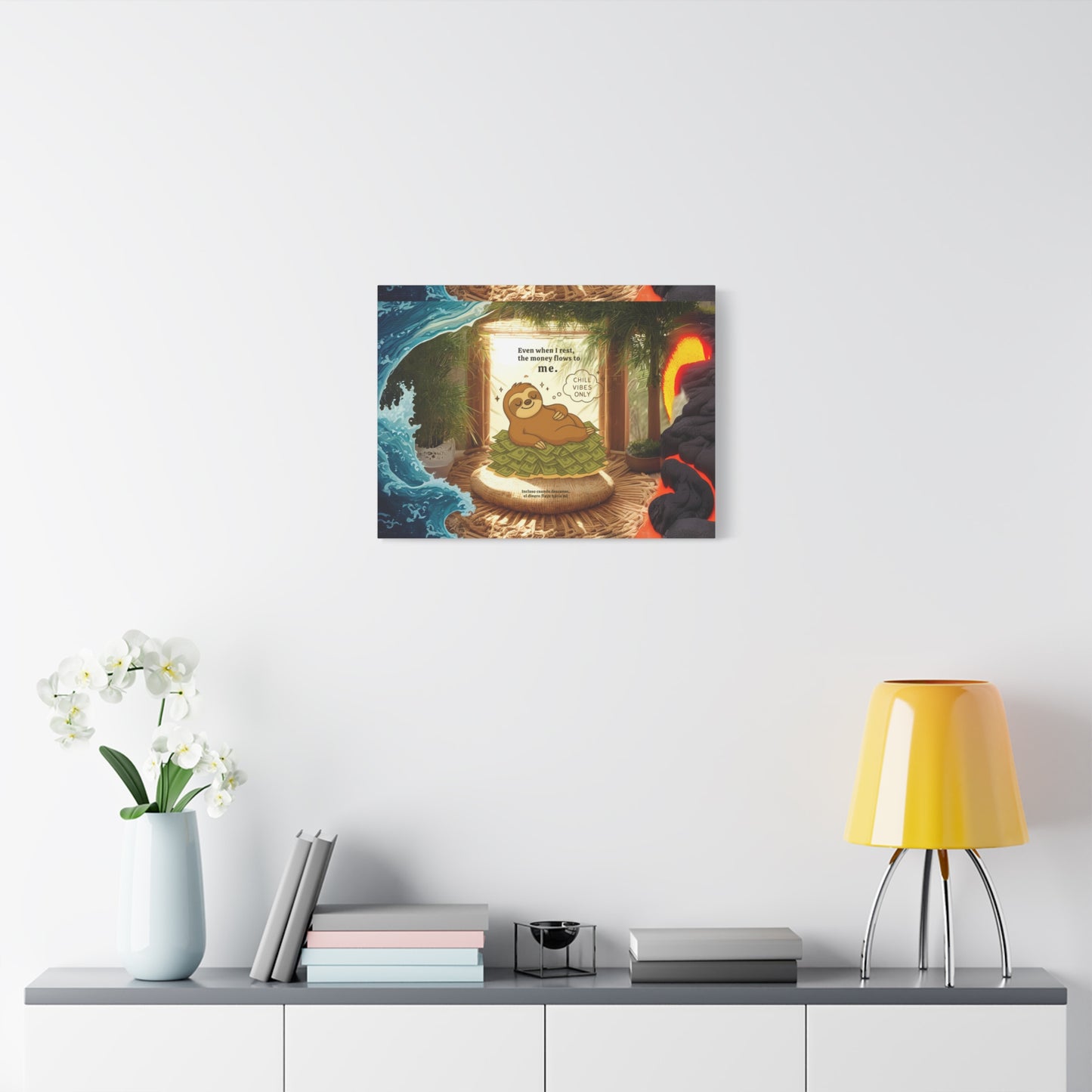 "Relaaaaaxing"  Art, Chill Vibes, Cute Sloth Wall Decor, Home Office Wall Art, Funny Gift for Friends, Unique Room Decoration