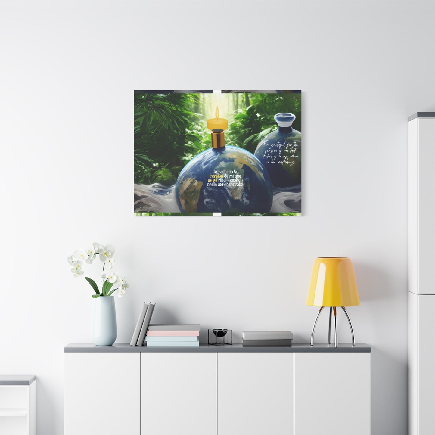 "Earthly Gratitude" Wall Art, Nature-Themed Canvas Print for Housewarming, Inspirational Gift, Eco-Friendly Decor, Meditation Wall Art