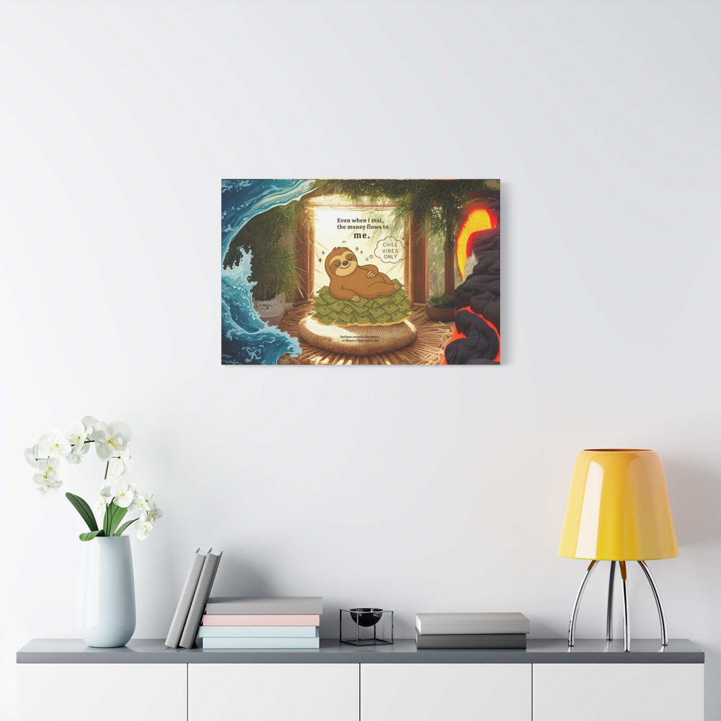 "Relaaaaaxing"  Art, Chill Vibes, Cute Sloth Wall Decor, Home Office Wall Art, Funny Gift for Friends, Unique Room Decoration