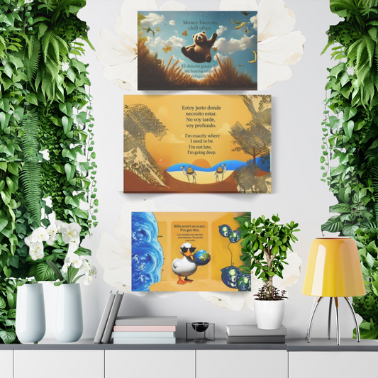 Funny abundance and flow-mindful canvas set 3