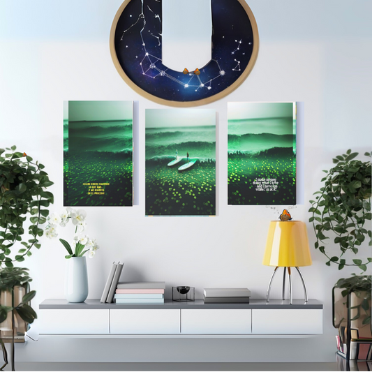 "Surfing Waves"  Triptych Matte Canvas Art Print, Wall Decor for Beach Lovers triptych, Ocean Photography, Inspirational Home Decor, Gift for Surfers