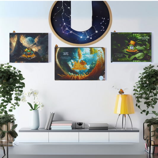 Animal botanic  surrealistic canvas set