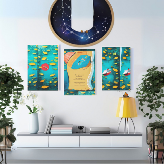 "Serene Beach" Triptych Canvas