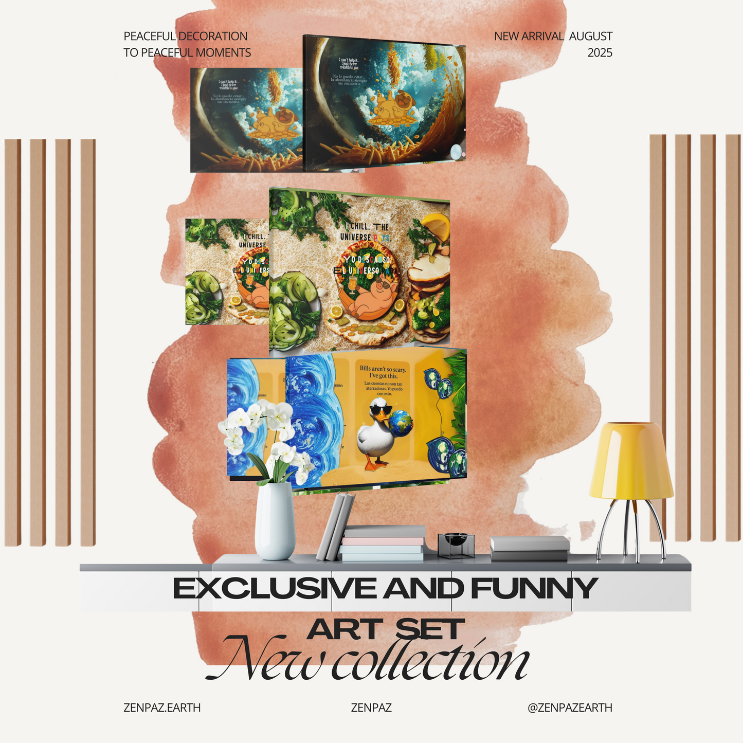 “Playful Universe Canvas Set – Dog, Pig & Duck Inspirational Wall Art”